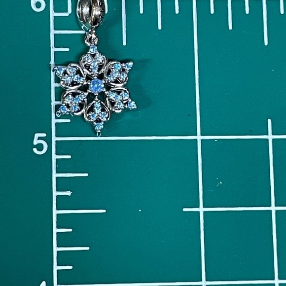 BLUE CRYSTAL SNOWFLAKE STERLING SILVER CHARM FOR SNAKE CHAIN BRACELET NEW - Picture 3 of 6